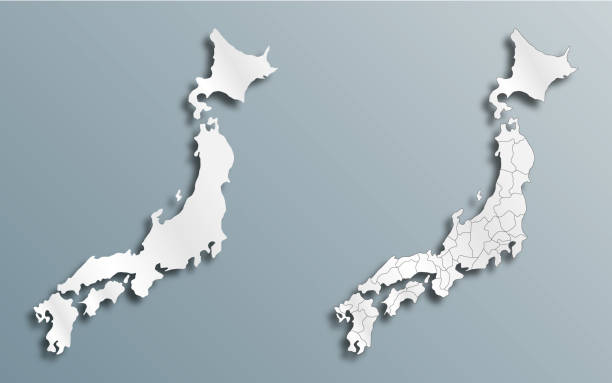 istock set of silver colored maps of Japan - vector illustration 1355660445