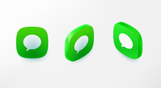 Speech balloons icons set in perspective. Vector 3d style app icons