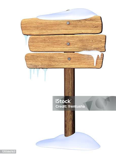 Wooden Signboard Зима — стоковые фотографии и другие картинки Без людей - Без людей, Белый, Вертикальный