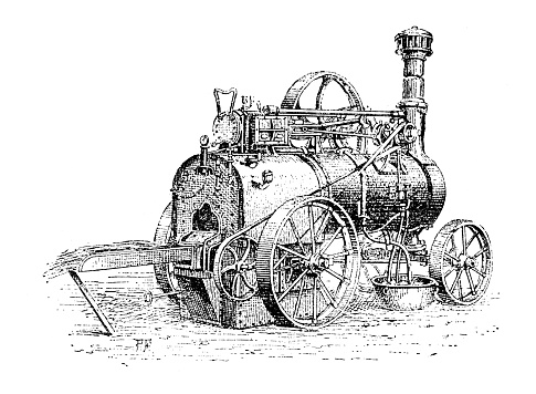 Antique illustration: Locomotive (agriculture)