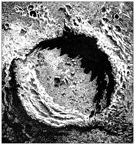 ilustrações, clipart, desenhos animados e ícones de ilustração antiga: superfície lunar, copérnico - antique engraved image moonlight night