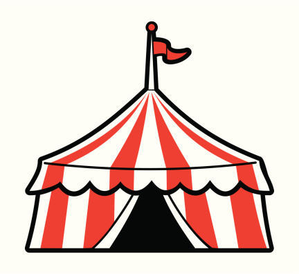 Isolated vector illustration of a red striped circus tent