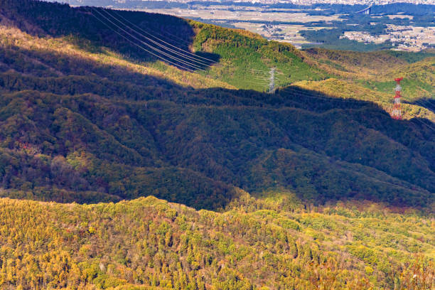 View of the autumnal mountains seen from Mt. Akagi View of the autumnal mountains seen from Mt. Akagi mt akagi stock pictures, royalty-free photos & images