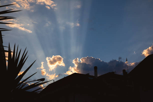 Sunset over the house\nSilhouette