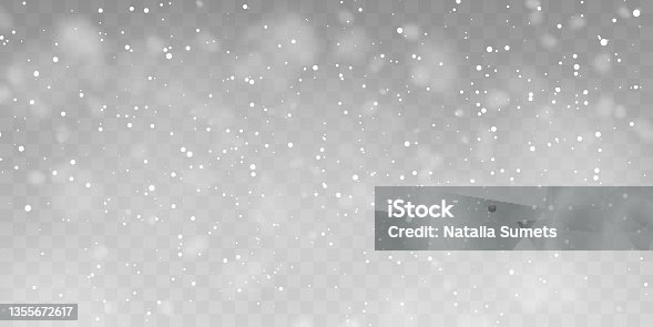 istock Png Vector heavy snowfall, snowflakes in different shapes and forms. Snow flakes, snow background. Falling Christmas 1355672617