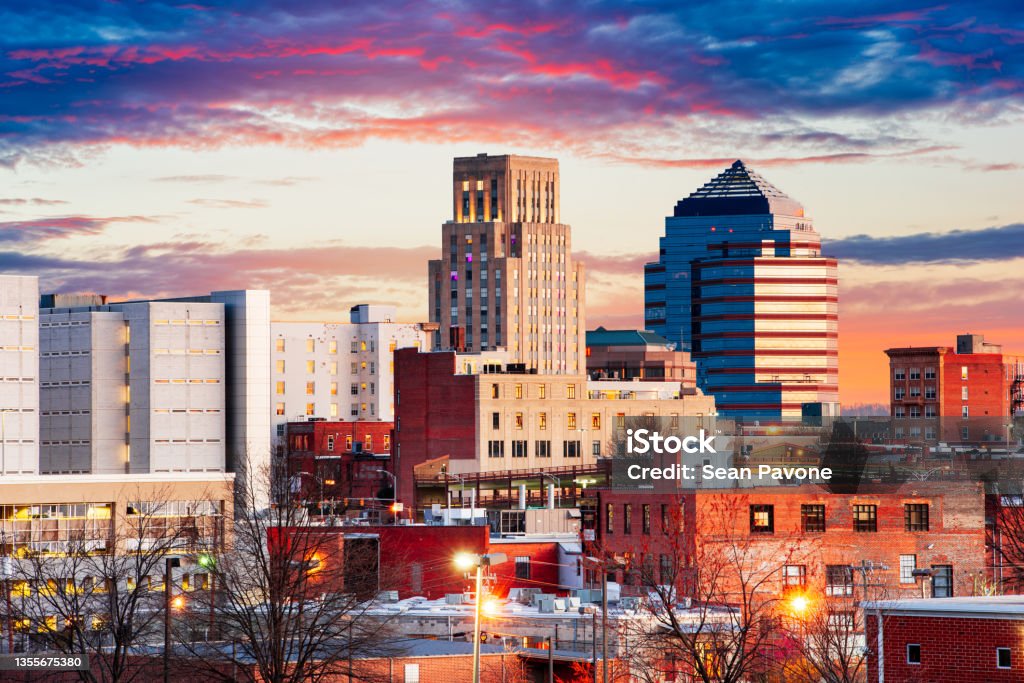 Durham, North Carolina, USA Downtown Skyline Durham, North Carolina, USA downtown skyline at dawn. Durham - North Carolina Stock Photo