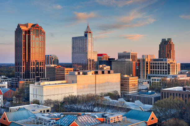 Raleigh, North Carolina, USA Downtown City Skyline stock photo