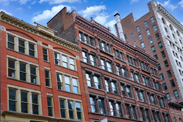 Old fashioned buildings preserved in the Chelsea district of Manhattan stock photo