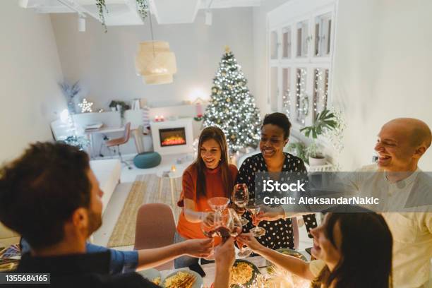 Merry Christmas Everybody Stock Photo - Download Image Now - Christmas, Party Host, Dinner