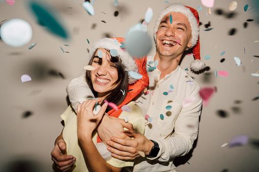 Portrait of a couple celebrating New Year's Eve together