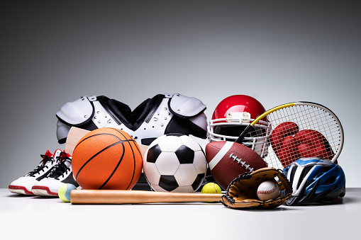 Various Sport Equipment Gear And Accessories Variety