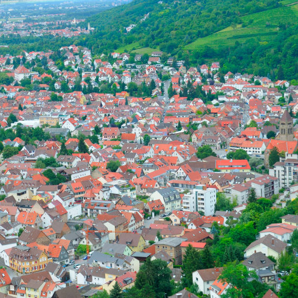 istock The city with beautiful architecture, bright roofs and parks. Top view . 1355688946