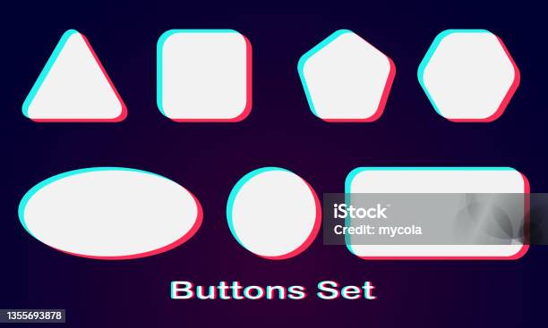White Blank Rounded Button Vector Set Button Banner Badge Interface For ...