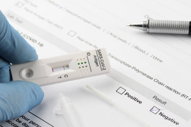 istock Negative test result by using rapid antigen test device for SARS-CoV-2, COVID-19 1355698107