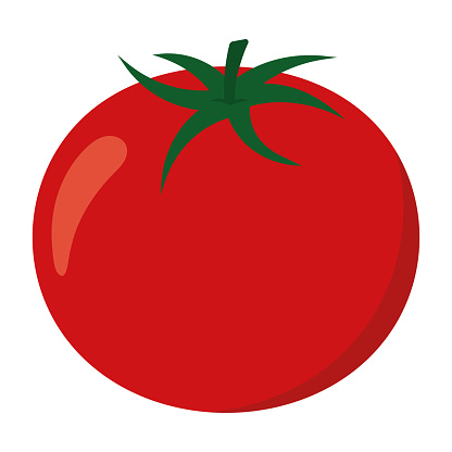 Flat tomato Icon clip art cartoon animation vegetable and fruit vector illustration design for kids and children books for learning fruits and alphabet
