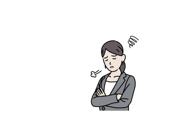 ilustrações de stock, clip art, desenhos animados e ícones de businesswoman in trouble illustration - ansiedade financeira