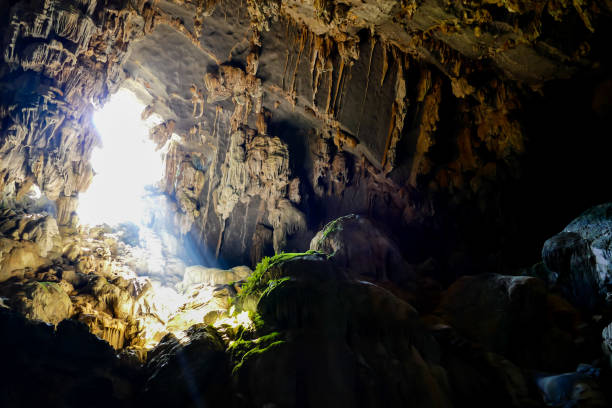 istock waterfall in the cave, digital photo picture as a background 1355712689