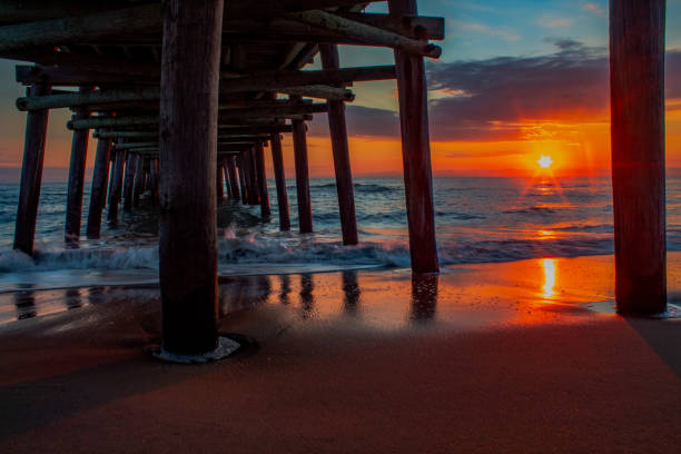 istock Sunrise at the Sandbridge pier 1355713209