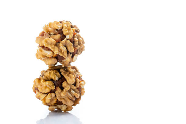 Cracked Walnuts on a Red textured background