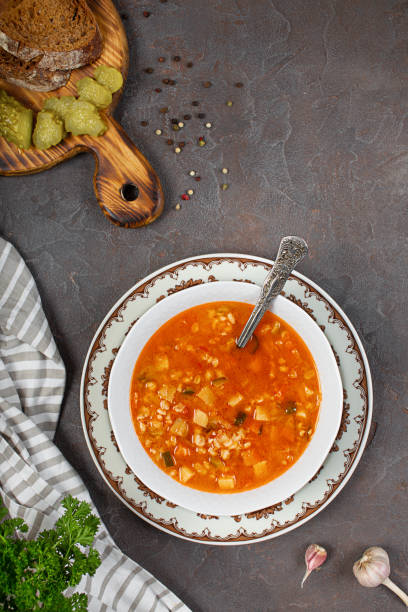 istock traditional Russian soup rassolnik 1355718993