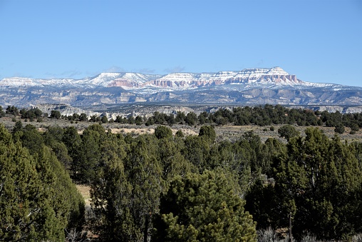 The White Mountains in Grand Staircase-Escalante National Monument with a coating of snow .