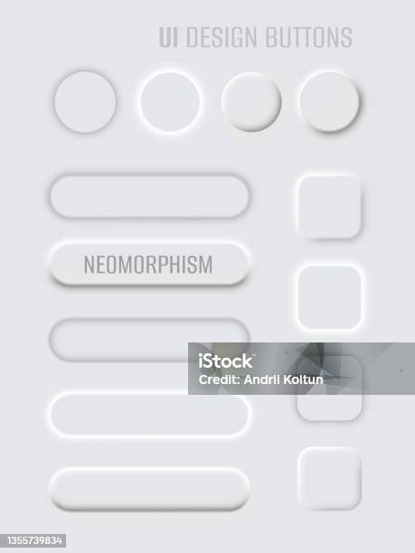 Neomorphic Form Neomorphic 3d Mock Up Buttons Set On White Background Slider For ...