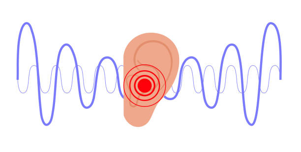 koncepcja choroby szumów usznych - decibel stock illustrations