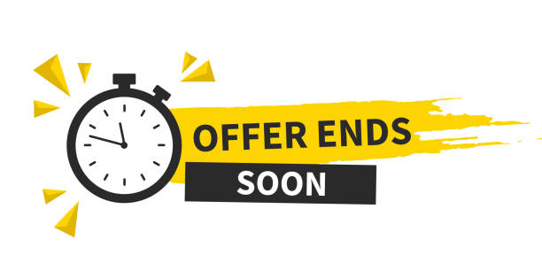 Offer ends soon. Paint brush stroke with clock. Special offer price sign. Advertising discounts symbol. Paint brush ink splash banner. Offer ends soon badge shape. Vector Offer ends soon. Paint brush stroke with clock. Special offer price sign. Advertising discounts symbol. Paint brush ink splash banner. Offer ends soon badge shape. Vector the end stock illustrations