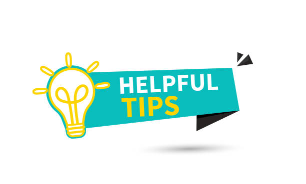 Helpful tips written on blue bubble with light bulb background Helpful tips written on blue bubble with light bulb background. Vector illustration tips tricks stock illustrations