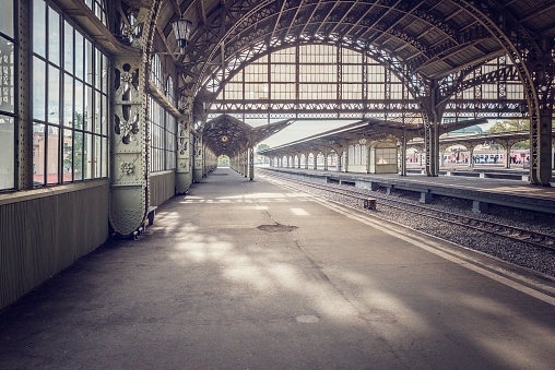 Empty old railway station. Saint Petersburg.