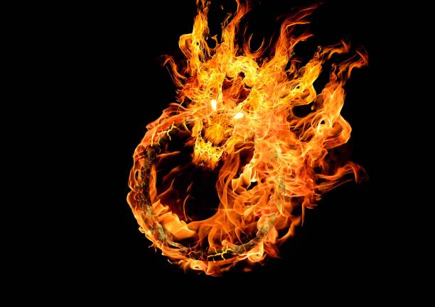 Illustration of a burning fire dragon