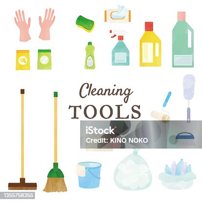 istock Illustration set of cleaning products 1355758355