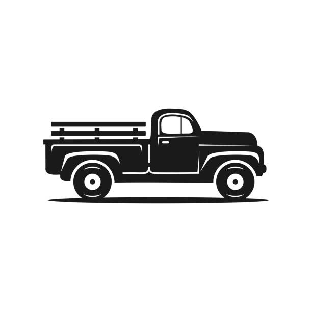 Vintage Farmer Pickup truck, car pickup icon, Old Farm Trucks Vintage Farmer Pickup truck, car pickup icon, Old Farm Trucks old truck stock illustrations