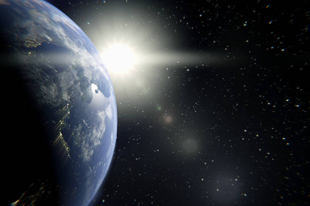 istock 3d illustration. Planet Earth with a spectacular sunset . Copy space for logo and text 1355765046