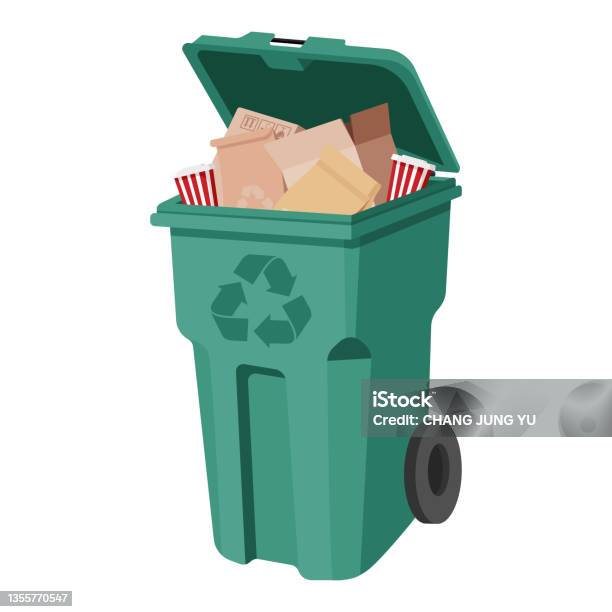 Paper Recycling Garbage Bin Stock Illustration - Download Image Now -  Cartoon, Recycling Bin, Garbage Bin - iStock