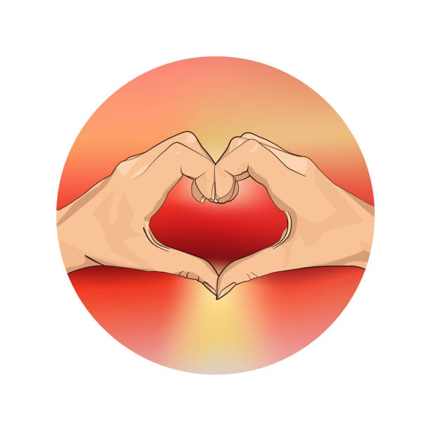 istock two hands are stacked in the shape of a heart against a background of a blurred background of the sky 1355771275