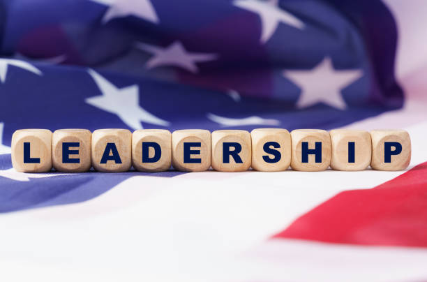 istock The US flag has cubes with the inscription - LEADERSHIP 1355775595