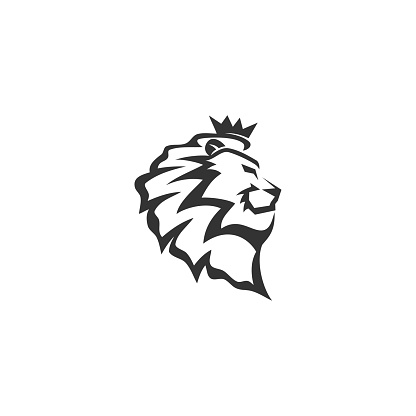 Lion head with crown Illustration Template Icon emblem Isolated