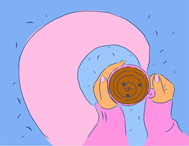 illustrazioni stock, clip art, cartoni animati e icone di tendenza di tazza di caffè - coffee hand woman