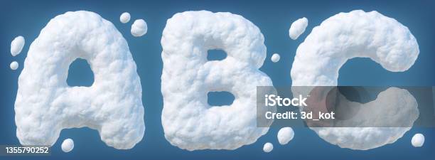 Snowy Alphabet With Letters A B C Stock Photo - Download Image Now - Snow, Typescript, Three Dimensional