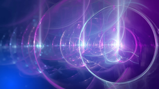 Abstract scientific futuristic illustration out of focus - Flares, light flares and energy waves.