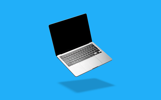 Laptop On Blue Background