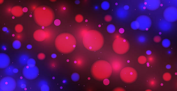 istock Abstract blue and red bokeh background with defocused circles and glitter. Decoration element for Christmas and New Year holidays, greeting cards, web banners, posters - Vector 1355795361