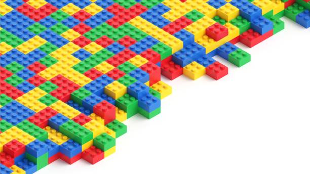 istock Colorful toy bricks on white background 1355795481