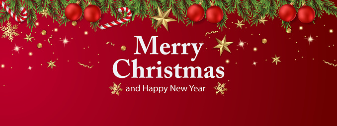 Merry Christmas and happy new year beautiful red banner or background image