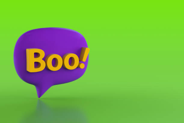 istock Boo! Speech Bubble Isolated on the Green Background. 3d Rendering 1355799791