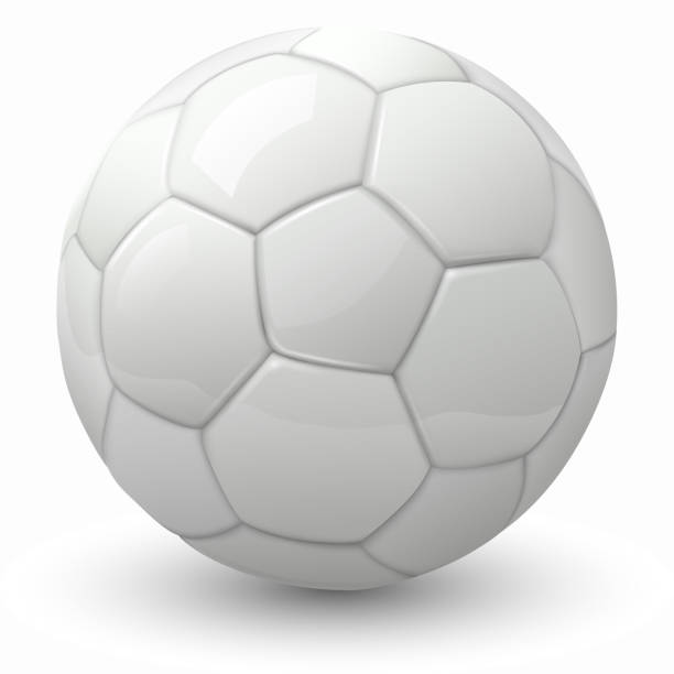 istock Soccer ball 3D icon, white shiny football sphere 1355800935