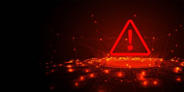Hacking Concept design. Hacking Concept design. Attention warning attacker alert sign with exclamation mark on dark red background.Security protection Concept. vector illustration. threats stock illustrations