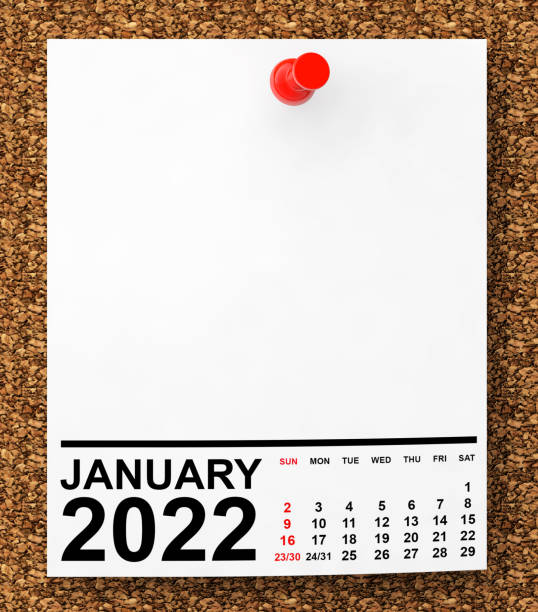 istock Calendar January 2022 on Blank Note Paper. 3d Rendering 1355805301