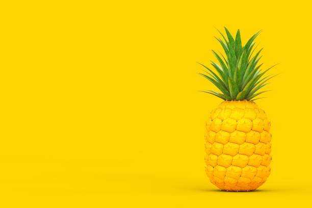 istock Fresh Ripe Tropical Healthy Nutrition Yellow Pineapple Fruit with Green Leafs. 3d Rendering 1355807418